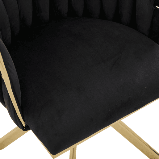 Poltrona giratória de 2 lugares - Metal resistente, ergonomia, luxo aveludado - Preto