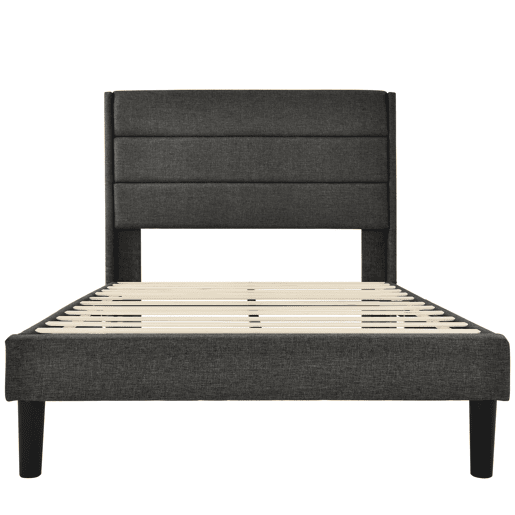 Cama estofada 90x200 cm - Estrutura com estrado e cabeceira, design moderno, cinzento