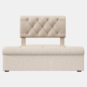 Cama individual 90x200 cm - Cama estofada com 2 gavetas e cabeceira ajustável - Natural