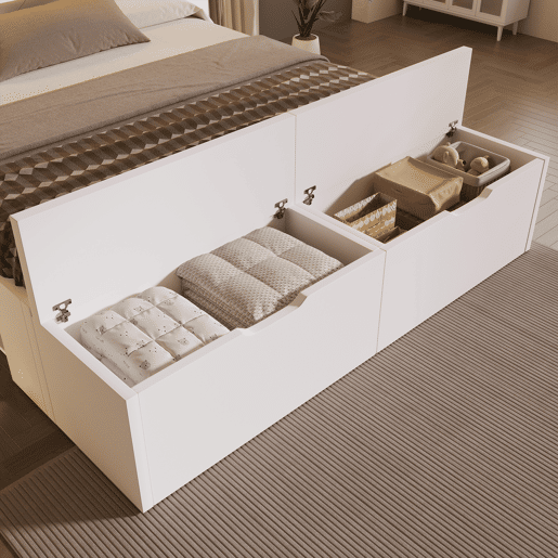 Cama de criança,cama de casal de madeira maciça 140x200 cm com luz led,branco