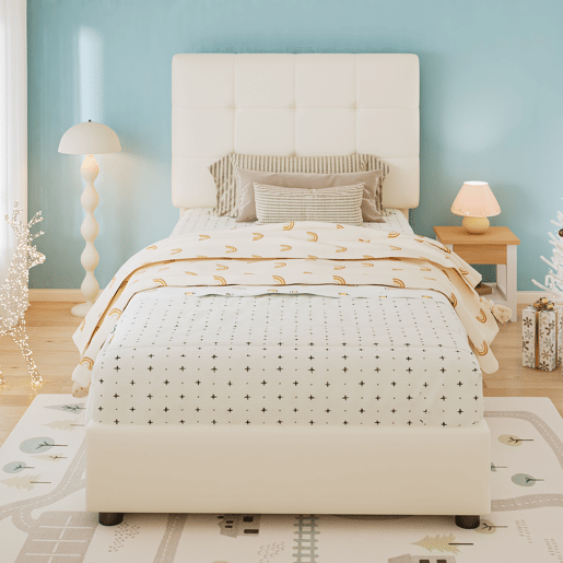Cama de criança,cama de solteiro de pu 90x200 cm,bege