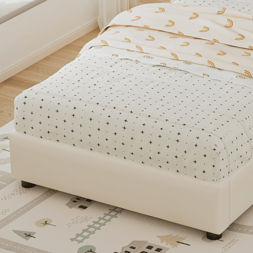 Cama de criança,cama de solteiro de pu 90x200 cm,bege