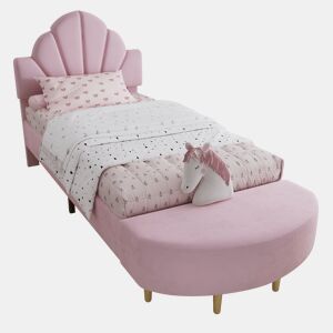 Cama de criança,cama de solteiro de veludo 90x200 cm,rosa