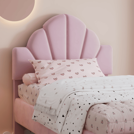 Cama de criança,cama de solteiro de veludo 90x200 cm,rosa