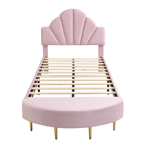 Cama de criança,cama de solteiro de veludo 90x200 cm,rosa