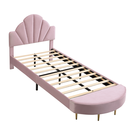 Cama de criança,cama de solteiro de veludo 90x200 cm,rosa