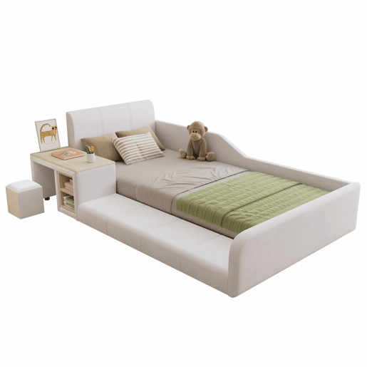 Cama de criança,cama de solteiro de veludo 90x200 cm,branco
