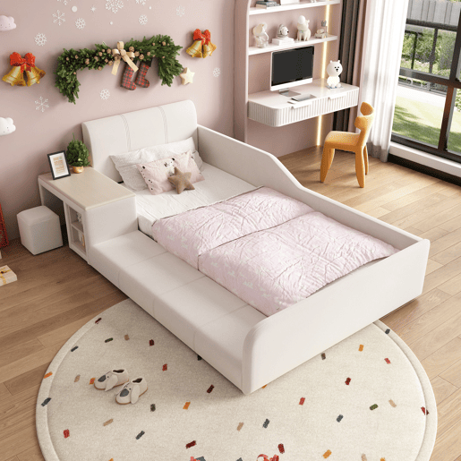 Cama de criança,cama de solteiro de veludo 90x200 cm,branco