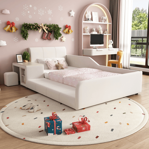 Cama de criança,cama de solteiro de veludo 90x200 cm,branco