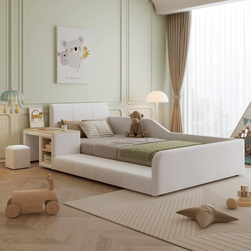 Cama de criança,cama de solteiro de veludo 90x200 cm,branco