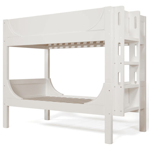 Cama beliche separável 90x200 cm - Escada flexível, design tipo trenó, branco