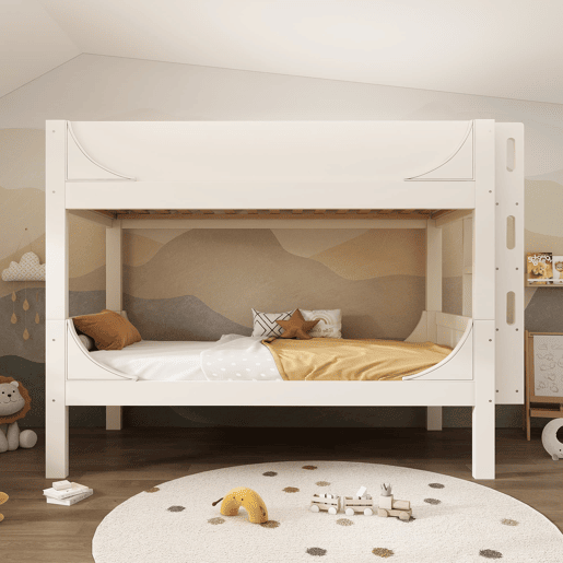 Cama beliche separável 90x200 cm - Escada flexível, design tipo trenó, branco