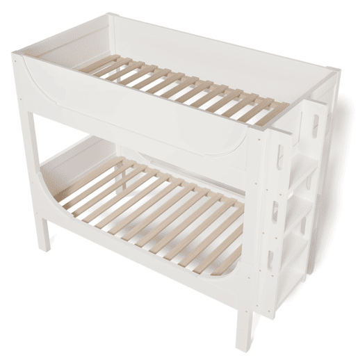 Cama beliche separável 90x200 cm - Escada flexível, design tipo trenó, branco