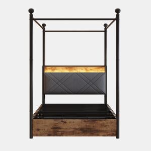 Cama multifuncional 90x190 - com arrumação, duas gavetas, duas portas USBType-C - Preto