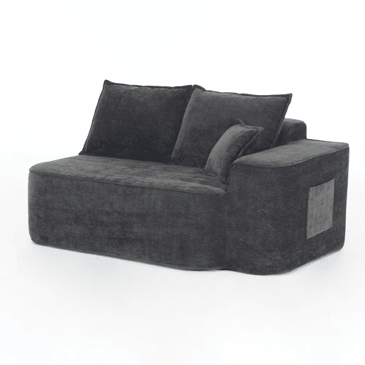 Sofá de canto em L 264 cm - chaise longue, 4 lugares, assento profundo - preto