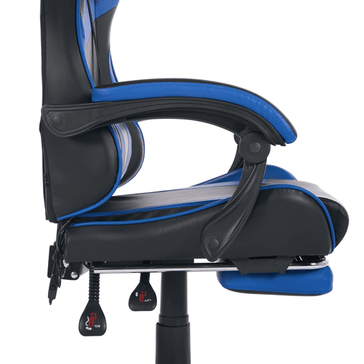 Cadeira Gaming Ergonómica - Design Racing, Giratória 360°, Apoio para os pés, Apoio para a cabeça, Preto e Azul