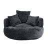 Sofá individual - Lazy Lounger com encosto alto e 3 almofadas - Chenille preta