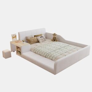 Cama de criança,cama de casal de veludo 140x200 cm,branco