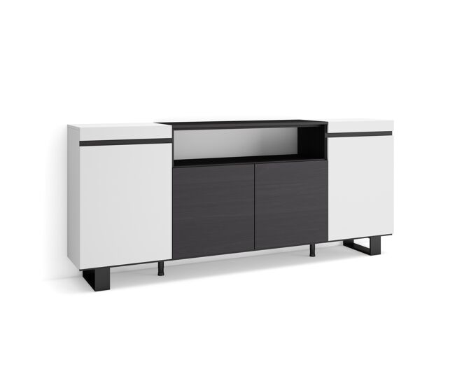 Aparadores para salón | gran capacidad de almacenaje | 200x87x35cm | 4 puertas | diseño industrial | estilo moderno | blanco y negro