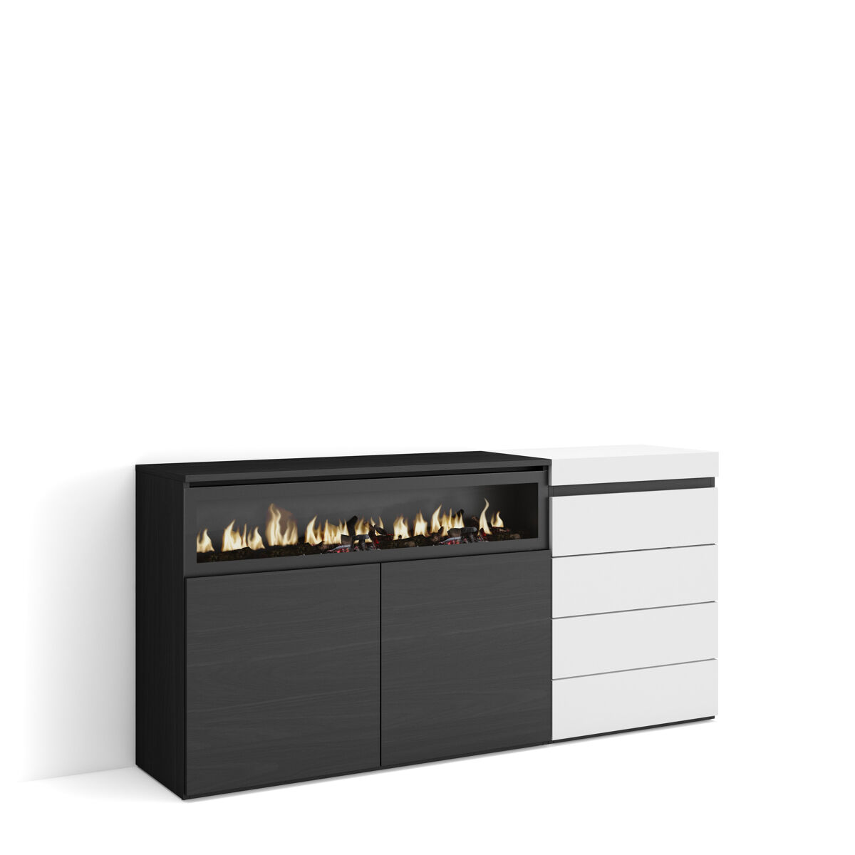 Aparador, Con almacenamiento, Chimenea eléctrica XXL 157