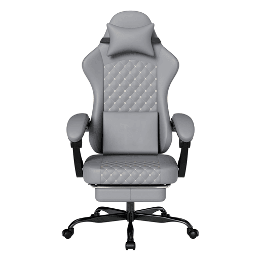 Cadeira Gaming - Ergonómica com massagem e apoio para os pés, 150 kg - Cinza Cadeira Gaming - Ergonómica com massagem e apoio para os pés, 150 kg - Cinza