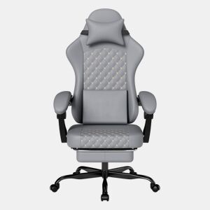 Cadeira Gaming - Ergonómica com massagem e apoio para os pés, 150 kg - Cinza