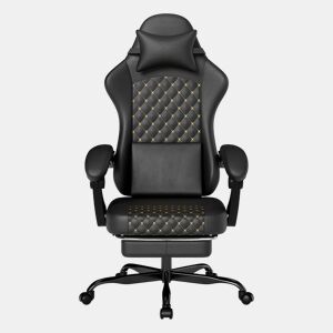 Cadeira Gaming - com massagem e apoio para os pés, ergonómica, 150 kg - Preto