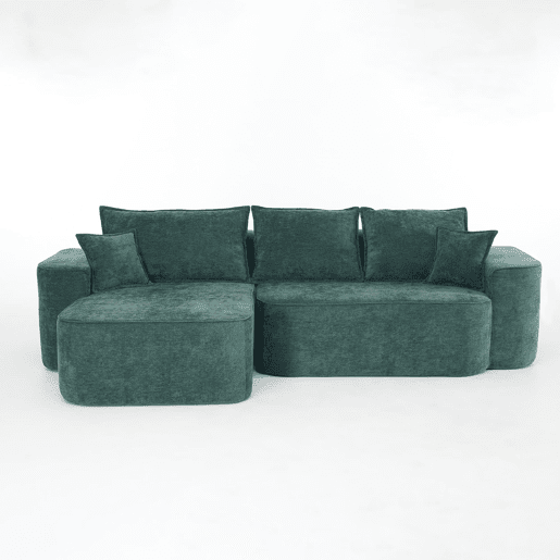 Sofá de canto de 4 lugares 262 cm - chaise longue, assento profundo XXL, modular - verde