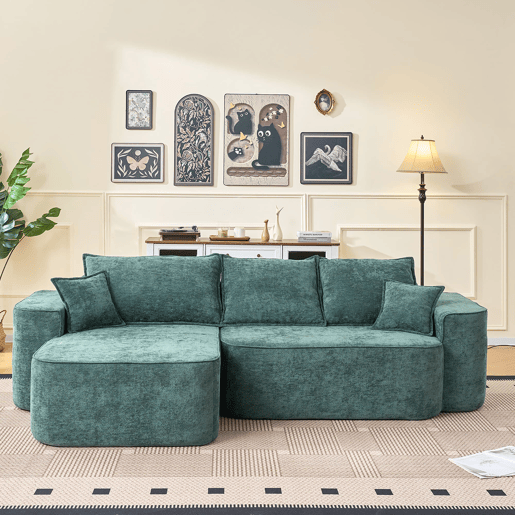 Sofá de canto de 4 lugares 262 cm - chaise longue, assento profundo XXL, modular - verde