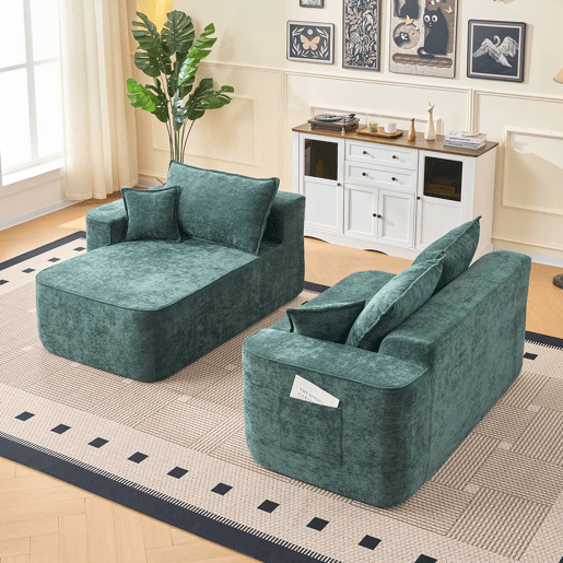 Sofá de canto de 4 lugares 262 cm - chaise longue, assento profundo XXL, modular - verde