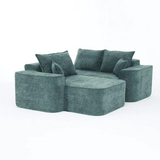 Sofá de canto de 4 lugares 262 cm - chaise longue, assento profundo XXL, modular - verde