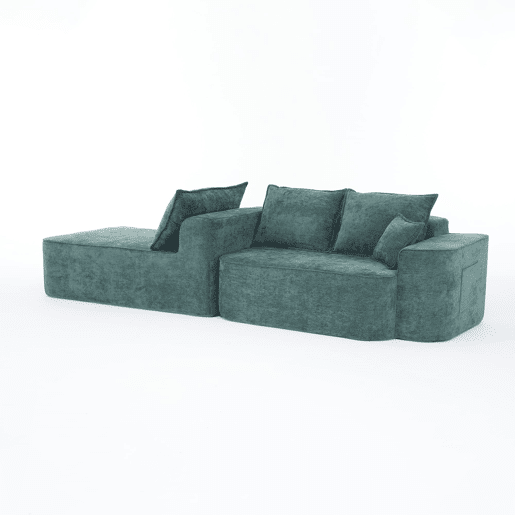 Sofá de canto de 4 lugares 262 cm - chaise longue, assento profundo XXL, modular - verde