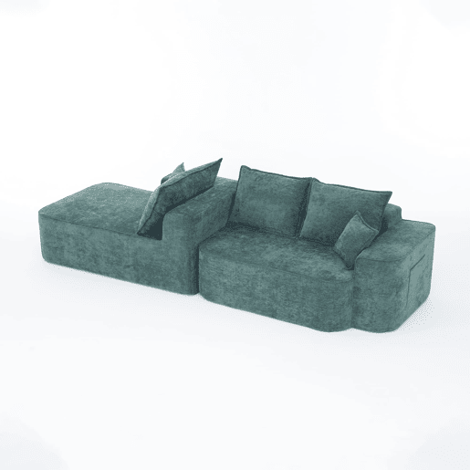 Sofá de canto de 4 lugares 262 cm - chaise longue, assento profundo XXL, modular - verde