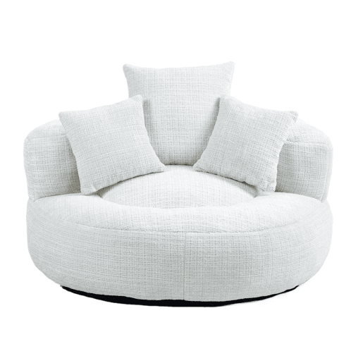 Sofá Lazy Individual - Resistente, Encosto Alto, 3 Almofadas, Interior e Exterior - Bege