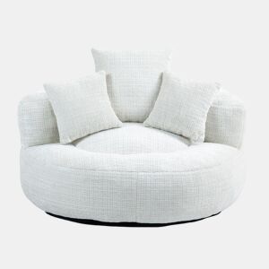 Sofá Lazy Individual - Resistente, Encosto Alto, 3 Almofadas, Interior e Exterior - Bege