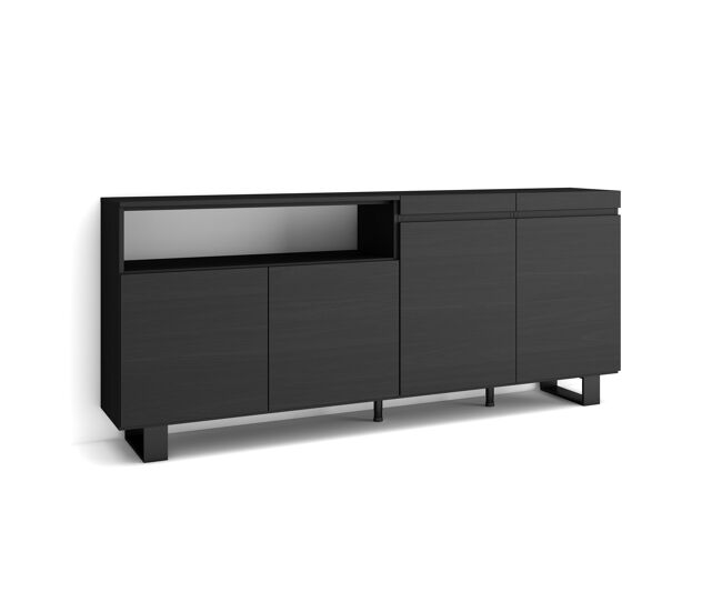 Aparadores para salón | gran capacidad de almacenaje | 200x87x35cm | 4 puertas | diseño industrial | estilo moderno | negro