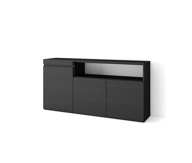 Aparadores para salón | gran capacidad de almacenaje | 150x75x35cm | 3 puertas | armario, zapatero | estilo moderno | negro