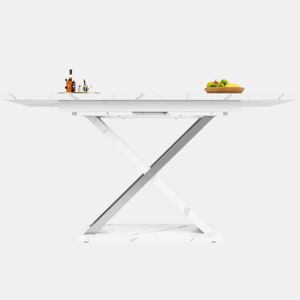 Mesa extensível 118-157 cm - Mesa de jantar e cozinha com pernas cruzadas - Branco