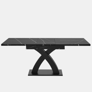Mesa extensível 120x80x76 cm - Para sala de jantar, cozinha ou terraço - Estende até 160 cm - Preto