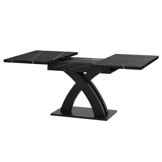 Mesa extensível 120x80x76 cm - Para sala de jantar, cozinha ou terraço - Estende até 160 cm - Preto