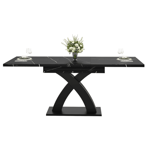 Mesa extensível 120x80x76 cm - Para sala de jantar, cozinha ou terraço - Estende até 160 cm - Preto