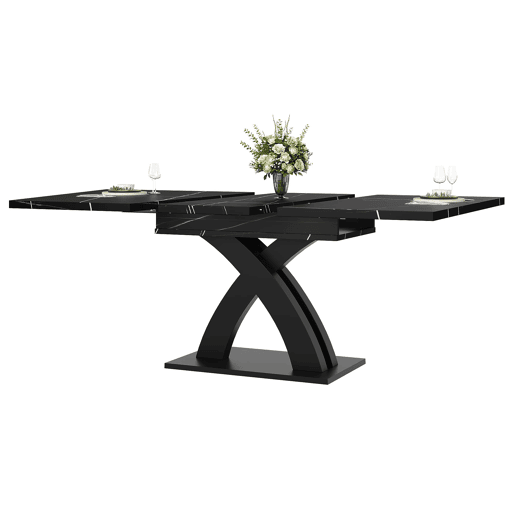 Mesa extensível 120x80x76 cm - Para sala de jantar, cozinha ou terraço - Estende até 160 cm - Preto