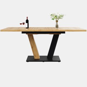 Mesa extensível 120160 x 80 x 76 cm - Mesa de cozinha e sala com pernas em forma de asa - Cor madeira