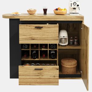 Mesa extensível 138x39x105 cm - estende até 220 cm, mesa de cozinha e sala de jantar, com veios de madeira - Cor madeira