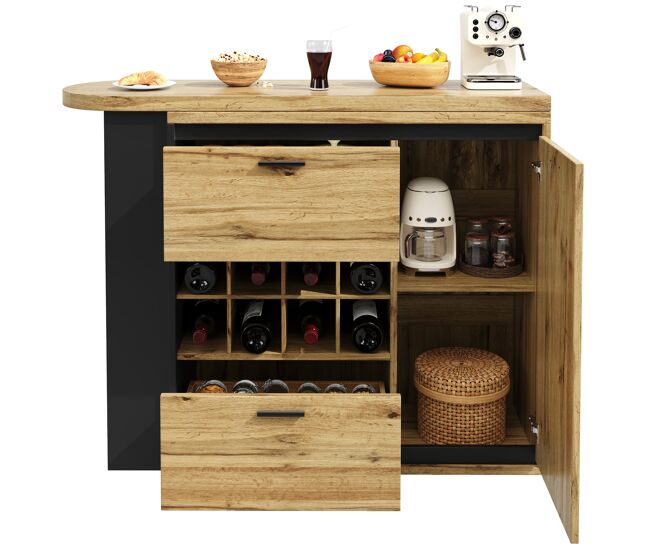 Mesa extensible 138x39x105 cm - extiende hasta 220 cm, mesa de cocina y comedor, con vetas de madera - color madera