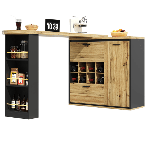 Mesa extensível 138x39x105 cm - estende até 220 cm, mesa de cozinha e sala de jantar, com veios de madeira - Cor madeira