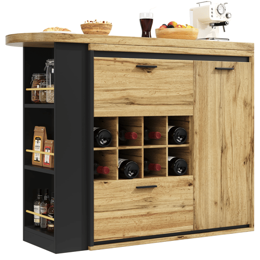 Mesa extensível 138x39x105 cm - estende até 220 cm, mesa de cozinha e sala de jantar, com veios de madeira - Cor madeira