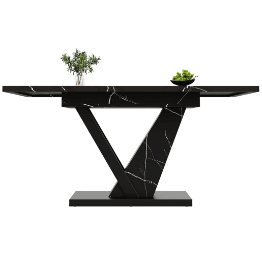 Mesa extensível telescópica 120-160*75 cm - Mesa de cozinha, design com padrão mármore preto