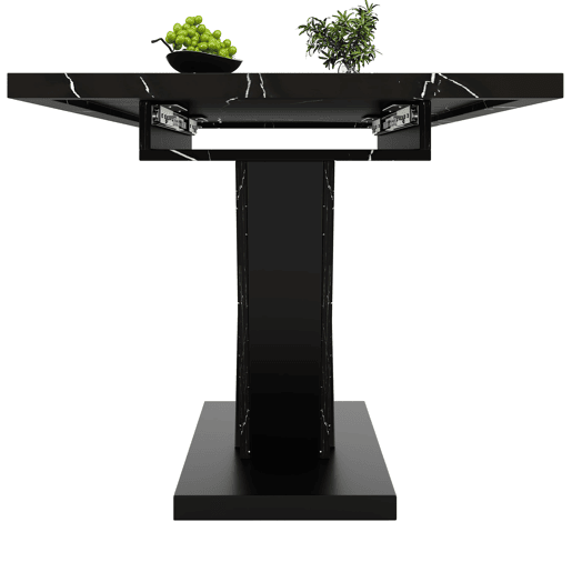 Mesa extensível telescópica 120-160*75 cm - Mesa de cozinha, design com padrão mármore preto