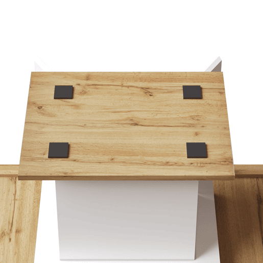 Mesa extensível telescópica 110-140x80cm - Mesa de cozinha com prateleira para snacks e vinho - Branca